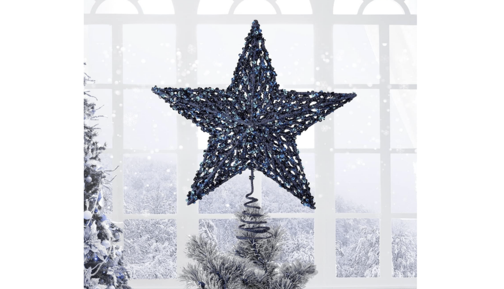 blue christmas tree, Sequined Holiday Topper